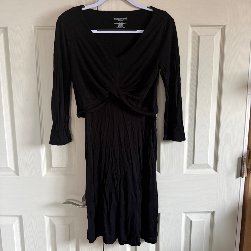 Motherhood Women’s Nursing Black Long Sleeve Dress Size Small